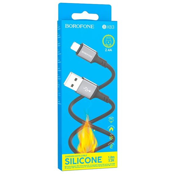 Дата кабель Borofone BX83 Famous USB to Lightning 2.4A (1m) Black | Зображення 3