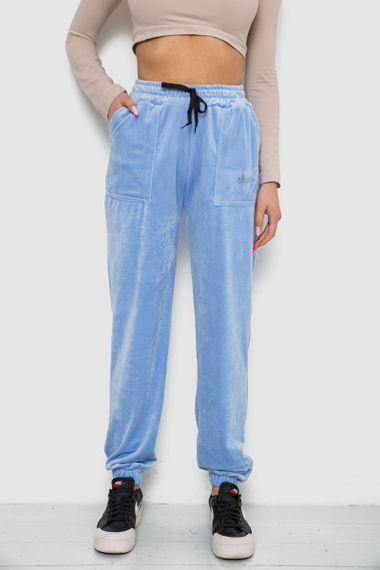 Штани жіночі велюрові, колір блакитний, 238R57862