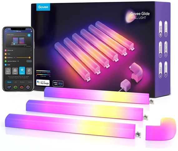 Набір настінних світильників Govee  H6062 Glide RGBIC Wall Light (6+1) RGB (B6062301)