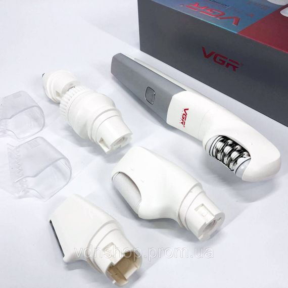 Акумуляторний епілятор для обличчя та тіла VGR 5 в 1 V-752, Терка для п'ят від мозолів і натоптишів MB-23 | Зображення 9