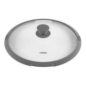Кришка скляна Vinzer 26 см 50251 універсальна з силіконовим обідком для каструль і сковорідок