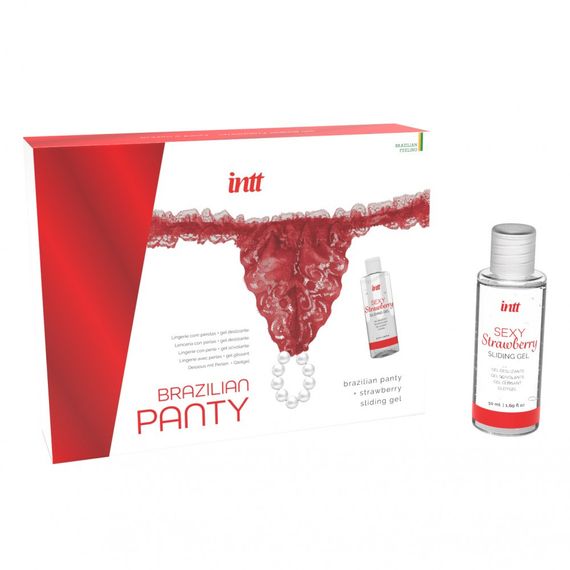 Набір Intt Brazilian Panty з червоних трусиків та лубриканта Sex Aura | Зображення 1