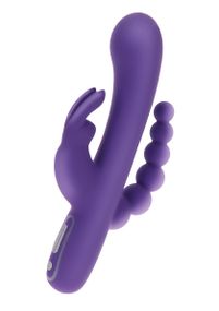 Вібратор-кролик з анальною ялинкою Toy Joy, силіконовий, фіолетовий, 21.5 х 4 см