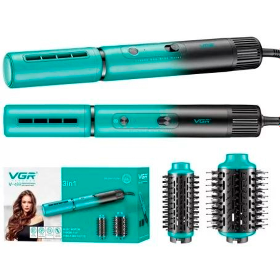 Фен-стайлер VGR V-489 GREEN 3 в 1, Professional, 3 насадки, 1100-1300 Вт | Зображення 2