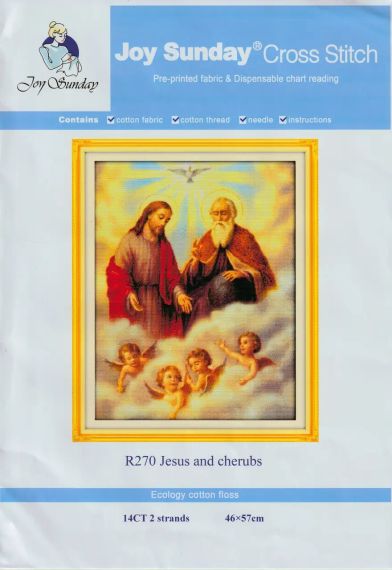 Набір для вишивання за нанесеною на канву схемою "Jesus and cherubs". AIDA 14CT printed 46*57 см | Зображення 1