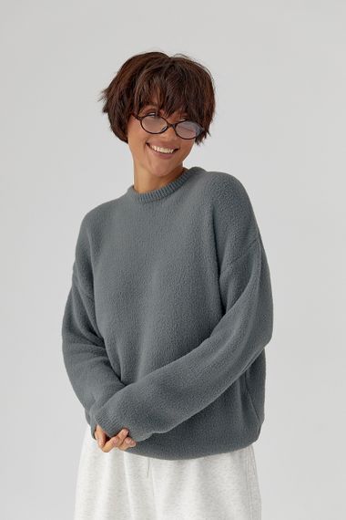 Светр з альпаки у вільному фасоні - сірий цвет, ONE SIZE (є розміри) | Зображення 1
