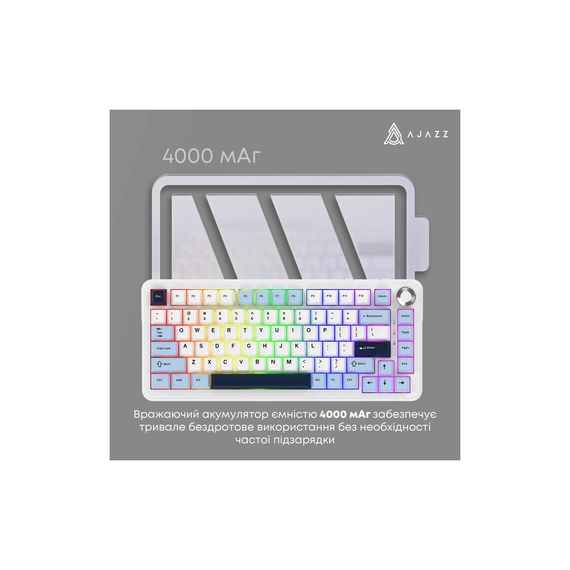 Клавіатура Ajazz AK820 MAX PLUS Daydream Switch RGB Wireless/Bluetooth/USB White (AK820MAX-DD-BWD) | Зображення 3