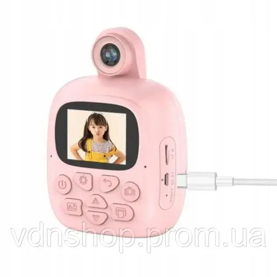Розовый Фотоаппарат детский M4 для моментальной печати | Зображення 2