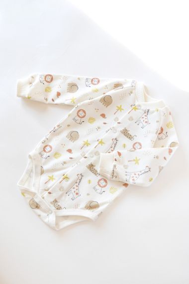 Боді з начосом для новонароджених з довгим рукавом на кнопках, принт Сафарі | Зображення 1