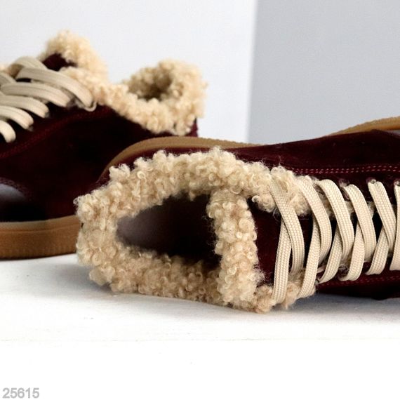 Шикарные утепленные бордовые кроссовки натуральная кожа + замша | Зображення 1