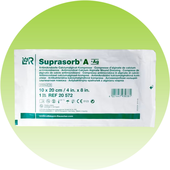 Супрасорб Suprasorb A+Ag, 10 см x 20 см, стерильна пов'язка, 1 шт