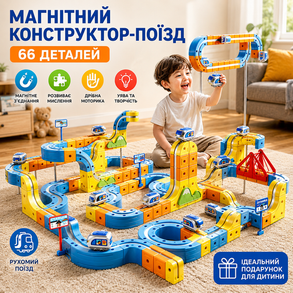Магнітний конструктор потяг Magnetic DIY Rail Car / Дитячий конструктор / Магнітна залізниця для дітей | Зображення 3