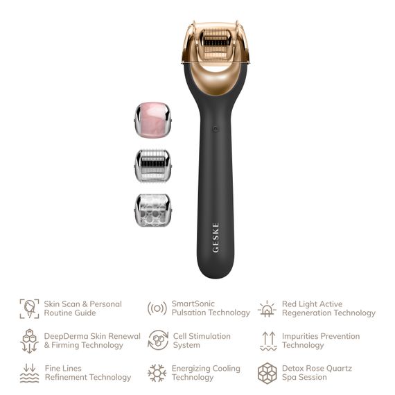 Електронний ролер для обличчя з мікроголками GESKE MicroNeedle Face Roller 9в1 gray | Зображення 1