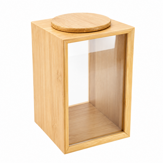Банка бамбукова Bamboo L GK-5877 для зберігання сипучих продуктів зі скляними стінками 2,5 л Прозорий