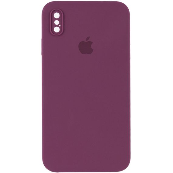 Чехол Silicone Case Square Full Camera Protective (AA) для Apple iPhone XS / X (5.8") Червоний / Red Салатовий/Neon green