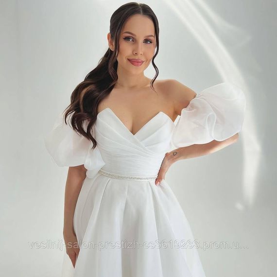 Весільна сукня з органзи, буфи | Зображення 1