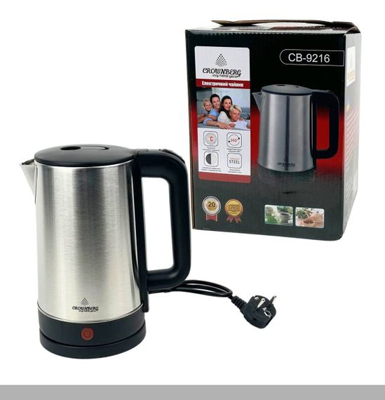 Електрочайник з потужним нагрівальним елементом 2200 Вт Crownberg CB-9216 (46637-Cb 9216_207)