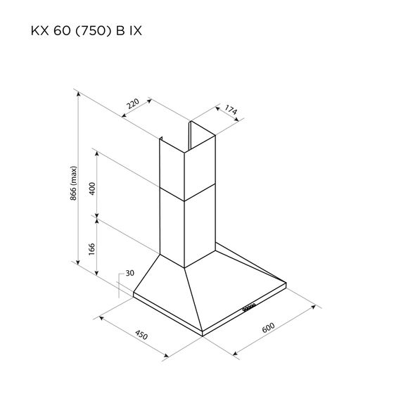 Витяжка кухонна Pyramida KX 60 (750) B WH | Зображення 5