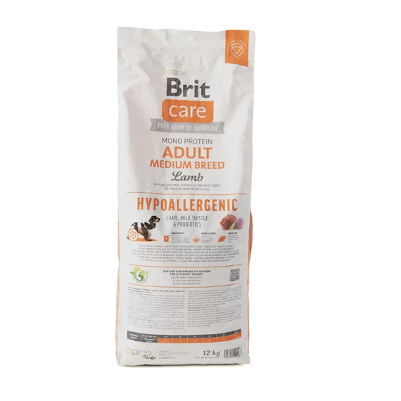 Сухой корм Brit Care Dog Hypoallergenic Adult Medium Breed для взрослых собак  средних пород ягненок 12 кг | Зображення 1