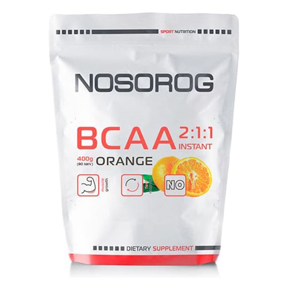 Амінокислота BCAA для спорту Nosorog Nutrition BCAA 2:1:1 400 g /72 servings/ Orange