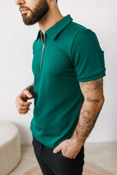 Мужское поло-футболка на пуговицах BD0046 цвет зеленый, размер S | Зображення 1