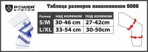 Наколінник Power System PS-6008 Knee Support Pro Blue/White (1шт.) S/M | Зображення 4
