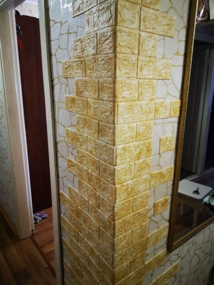Декоративна 3D панель самоклейка під цеглу Бежевий мармур 700х770х5мм (062) SW-00000032 | Зображення 4