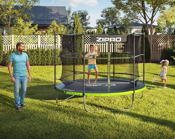 Батут із внутрішньою сіткою Zipro Jump Pro 6 футів 183 см чорно-зелений (5902659843166) | Зображення 1