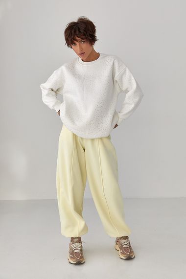 Теплий світшот із термостразами - молочний цвет, M (є розміри) | Зображення 2