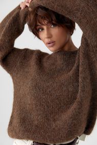 Мохерова кофта вільного фасону - коричневий цвет, ONE SIZE (є розміри)