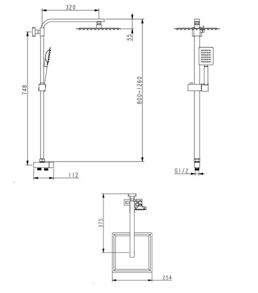 Душова система універсальна Lidz Kubis 1120, Nickel (k35) LDKUB1120NKS46111 | Зображення 1