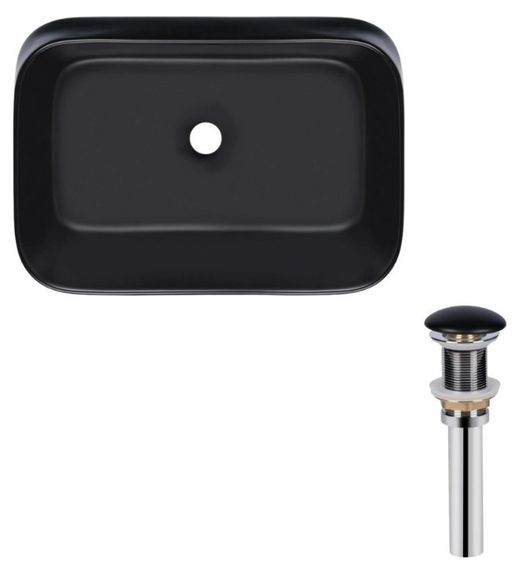 Комплект Qtap Scorpio: Раковина накладна прямокутна 550х390х120 мм Matt Black + Донний клапан PU03 (QT14112243MBN47298)