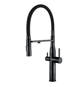 Змішувач для кухні Mixxus на дві води з гнучким виливом VTM-021 Black Refl.Black (MI6089)