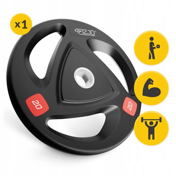 Диск олімпійський 4FIZJO 1 x 20 кг 51 мм металевий, прогумований Black (P-5905973401296) | Зображення 1