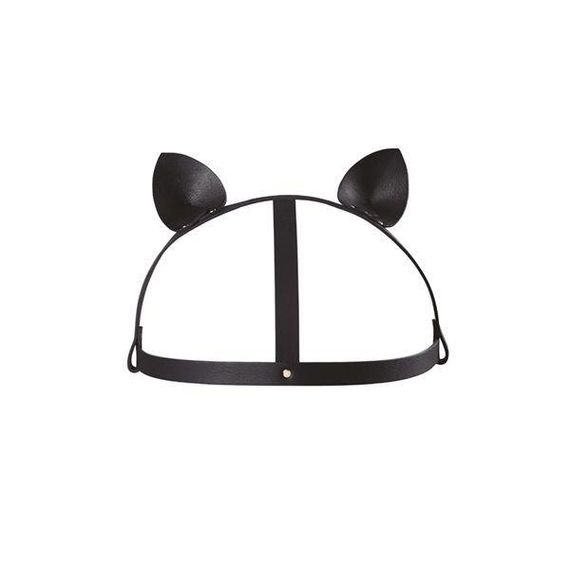 Маска кішечки Bijoux Indiscrets MAZE - Cat Ears Headpiece Black, екошкіра Sex Aura