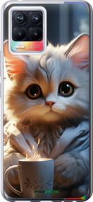 Чохол на Realme 8 Білий кіт "5646u-2303-2448"