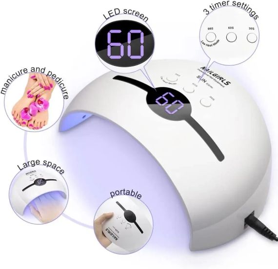 Портативна УФ-світлодіодна лампа для гелевих нігтів NAILGIRLS 48 Вт | Зображення 6