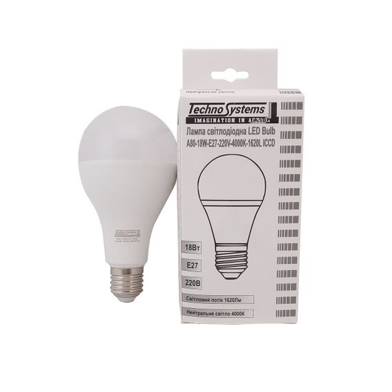 Лампа світлодіодна LED Bulb-A80-18W-E27-220V-4000K-1620L GOLDEN Ny95000043 | Зображення 5