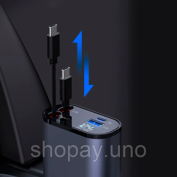Автомобильное зарядное устройство с быстрой зарядкой 4в1 Lightning / Type-C / USB | Зображення 1