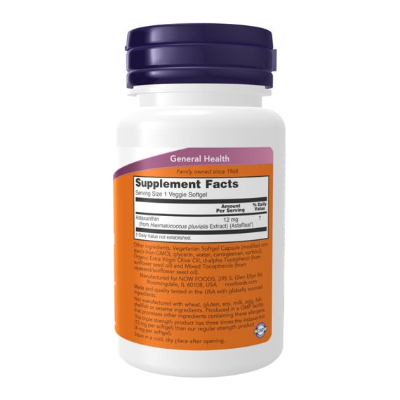 Астаксантин Now Foods Astaxanthin 12 mg Triple Strength - 60 softgels | Зображення 1