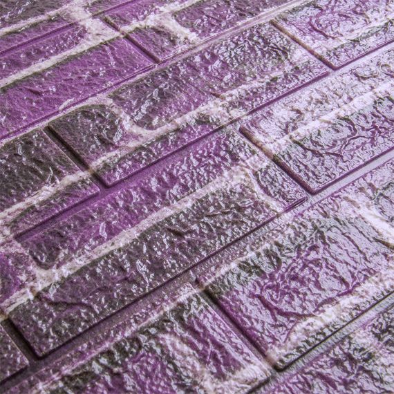 Декоративна 3D панель самоклейка під цеглу фіолетовий Катеринославський 700х770х5мм (041) SW-00000041 | Зображення 1