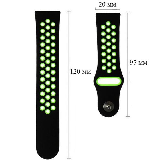 Спортивний ремінець Primo Perfor Sport годинника для Samsung Galaxy Watch Active / Active 2 - Black&Green | Зображення 4