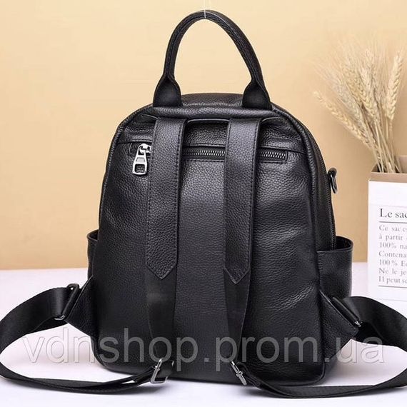 Жіноча шкіряна сумка наплічна міська 21х28х13, рюкзак для кожного дня, чорни | Зображення 6