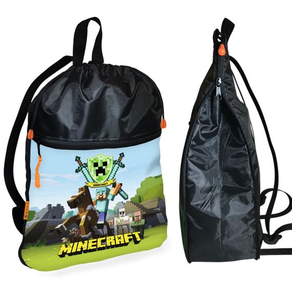Рюкзак-мішок для взуття, спортивної форми Майнкрафт «Minecraft» дитяча сумка для змінки з розширювачем (01270)
