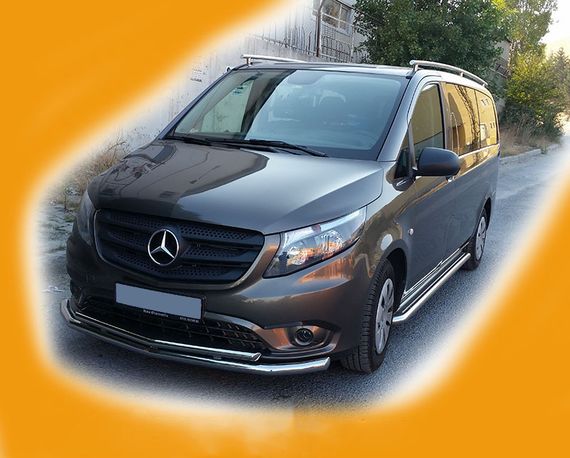 Передняя защита ST014 (нерж.) 60/60 для Mercedes Vito/V-class W447 2014-2024 гг | Зображення 1