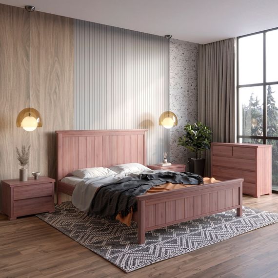 Двоспальне дерев'яне ліжко Mebigrand Вірджинія Горіх лісовий 180х200 см (MBG-3203)