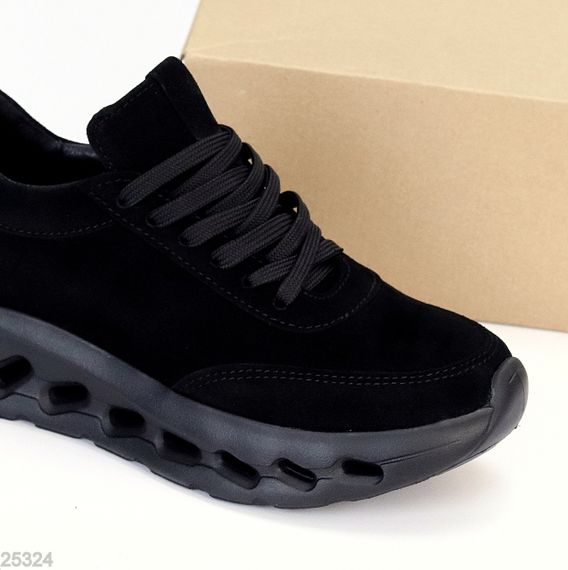 Молодежные дизайнерские черные кроссовки натуральная замша | Зображення 4