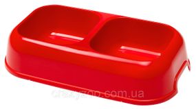 Миска для собак Ferplast Party 18 подвійна пластикова червона 31.5x18х6.6 см 2x600 мл 71118099