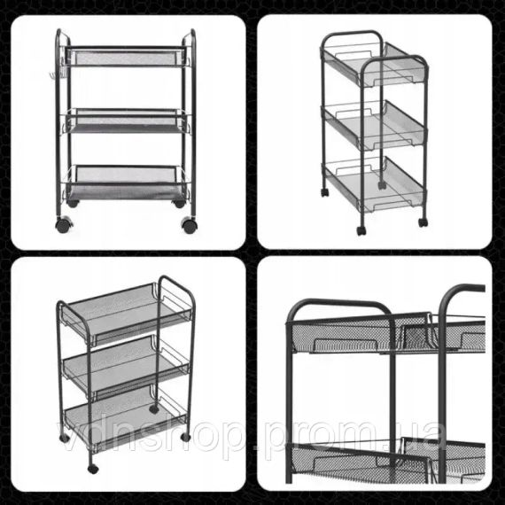 Этажерка органайзер 3-х ярусная на колесиках | Зображення 3
