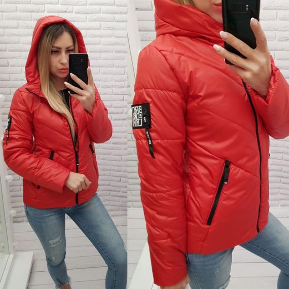 Жіноча демісезонна куртка, арт. 1008, червоний | Зображення 3